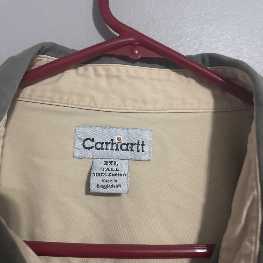 Vintage Carhartt Shirt Men's 3XL Brown Short Sleeve Button Up Pocket Cotton See - Picture 2 of 10